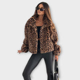Leocadia - Casaco de Pelo Sintético em Estampa de Leopardo