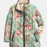 Carys | Casaco Matelassado com Padrão Floral Retro