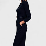 Mandarin - Vestido Preto Refinado com Cinto e Gola