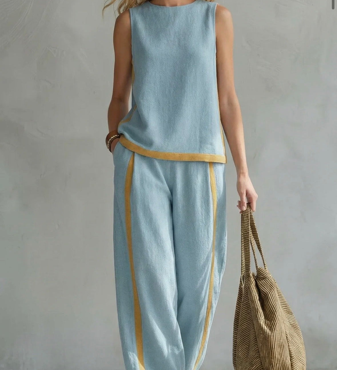 Moda Lusitana - Conjunto Elegante de Algodão e Linho