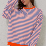 Vera - Camisola Oversized Listrada de Manga Comprida