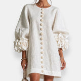 Marcela | Vestido com Flores em Relevo