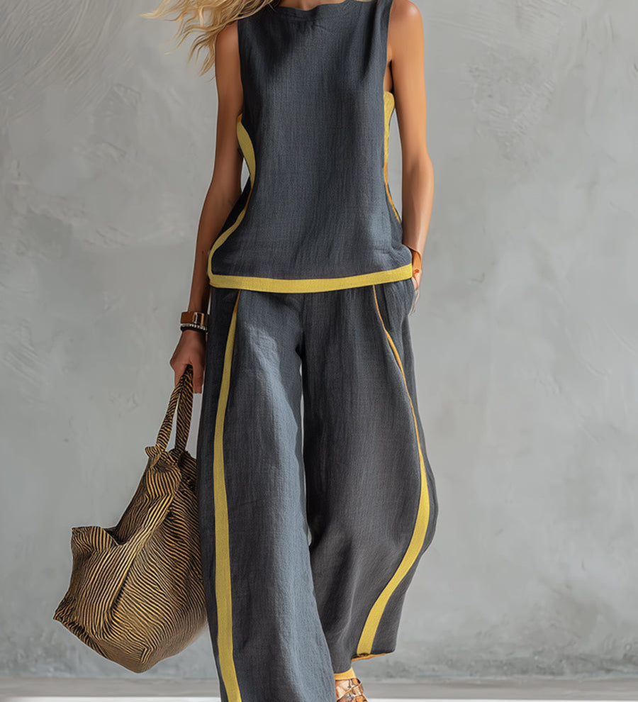 Moda Lusitana - Conjunto Elegante de Algodão e Linho