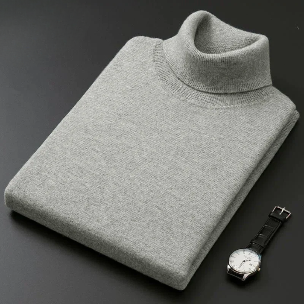 Elegante camisola de gola alta em algodão