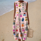 Vestido de Verão Sem Mangas com Design Confortável