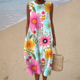 Vestido de Verão Sem Mangas com Design Confortável