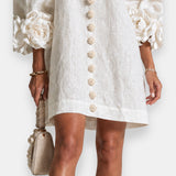 Marcela | Vestido com Flores em Relevo