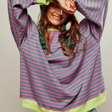 Vera - Camisola Oversized Listrada de Manga Comprida