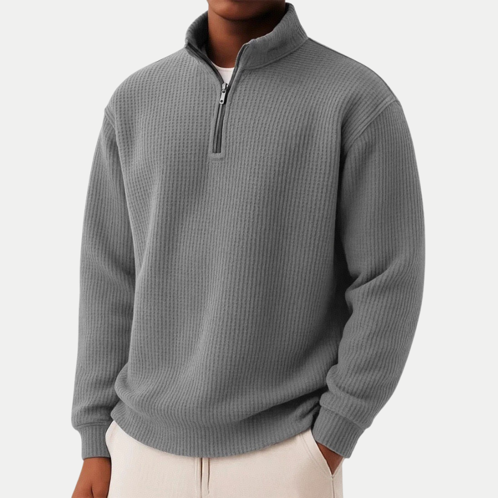 Camisola de malha elegante com fecho
