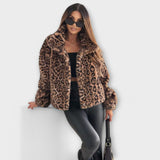 Leocadia - Casaco de Pelo Sintético em Estampa de Leopardo