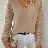 Aline - Camisola Sofisticada de Manga Comprida com Decote em V