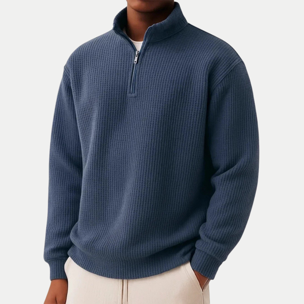 Camisola de malha elegante com fecho