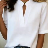 Jacinta Porto| Blusa Chic com Decote em V e Detalhe Dourado