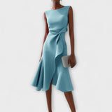 Juliette – Vestido midi assimétrico drapeado