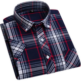 Camisa de algodão de manga curta axadrezada