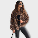 Leocadia - Casaco de Pelo Sintético em Estampa de Leopardo