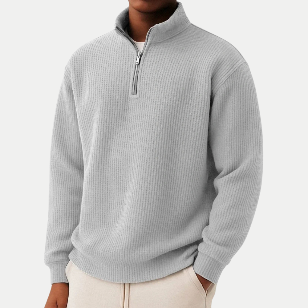 Camisola de malha elegante com fecho