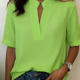 Jacinta Porto| Blusa Chic com Decote em V e Detalhe Dourado