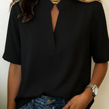 Jacinta Porto| Blusa Chic com Decote em V e Detalhe Dourado