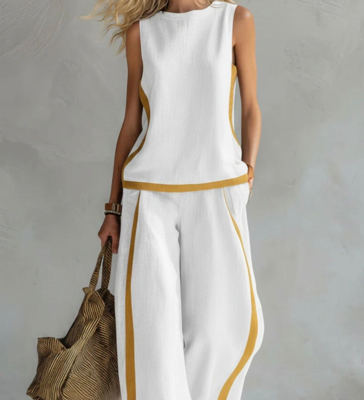 Moda Lusitana - Conjunto Elegante de Algodão e Linho