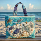 Moda Lusitana - Saco Tote Acolchoado com Padrão de Tartarugas
