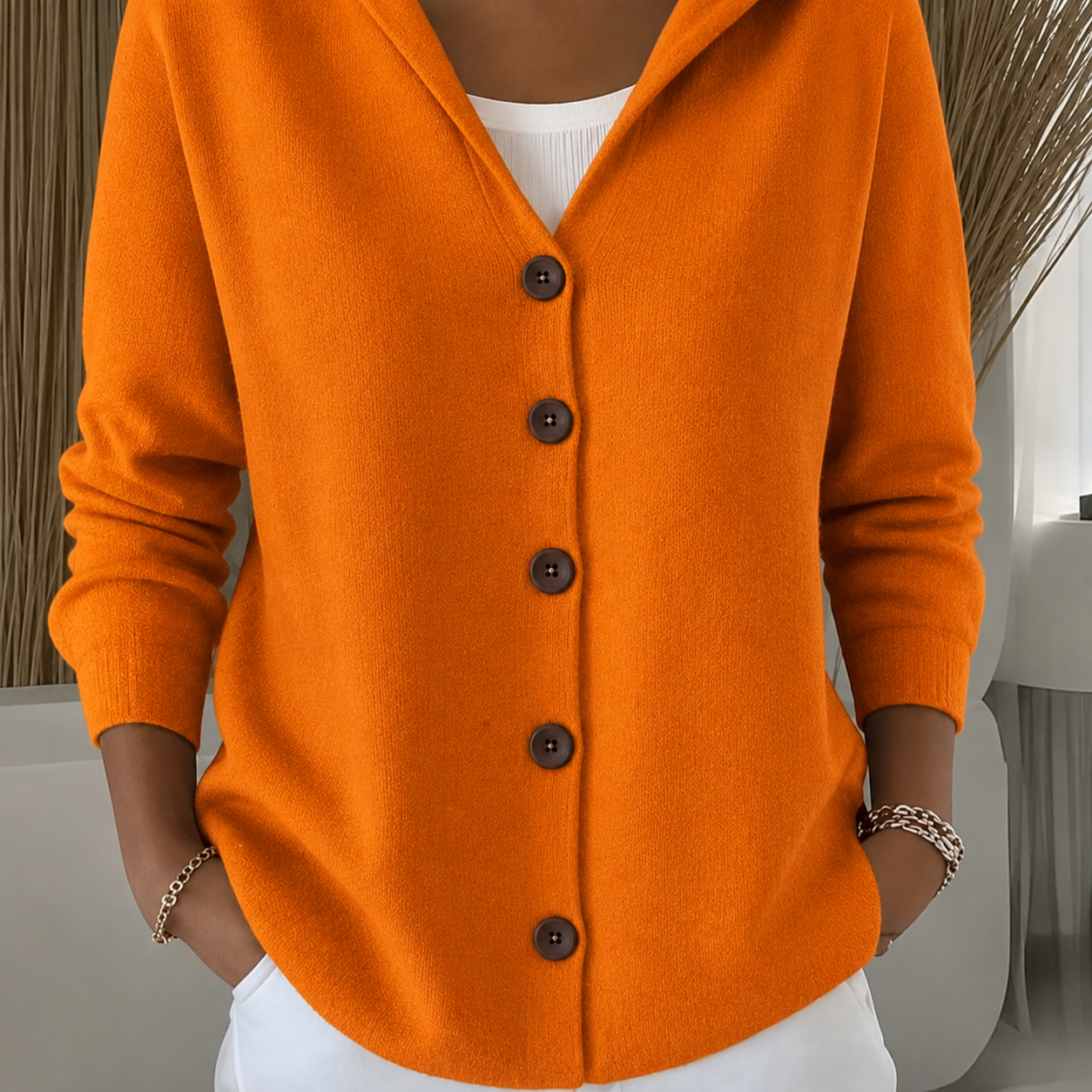 Lena | Camisola de Malha com Capuz e Botões