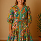 Tamara - Vestido estampado com rendas