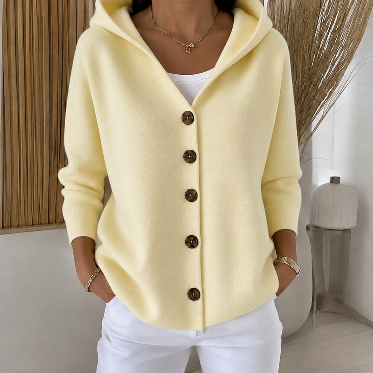 Lena | Camisola de Malha com Capuz e Botões