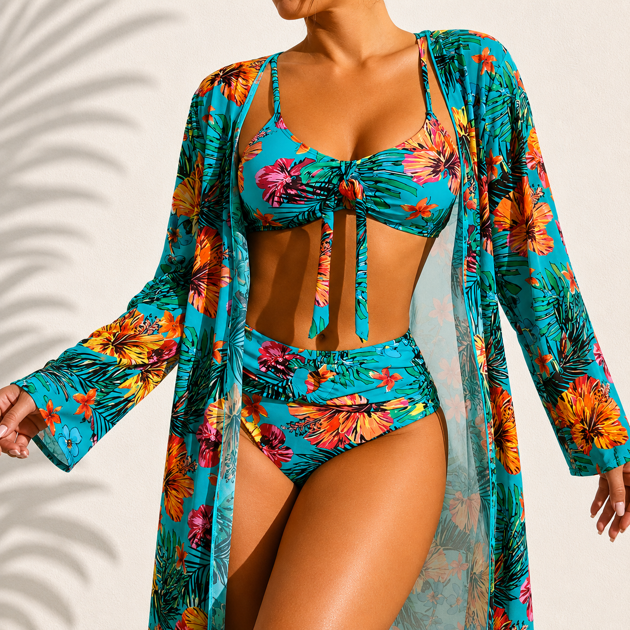 Biquíni Marie | Conjunto Tropical Elegante de 3 Peças