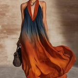 Jacinta Porto | | Vestido Comprido Degradê Elegante com Decote em V