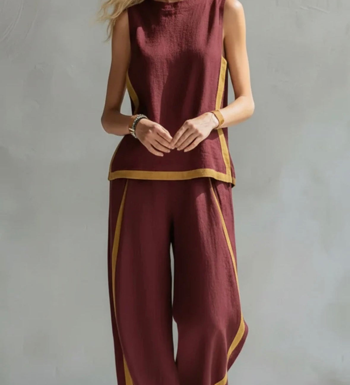 Moda Lusitana - Conjunto Elegante de Algodão e Linho