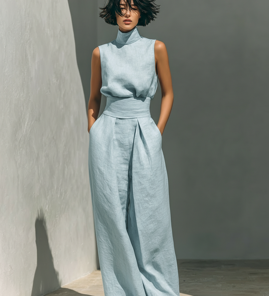 Moda Lusitana - Conjunto Minimalista de Algodão e Linho