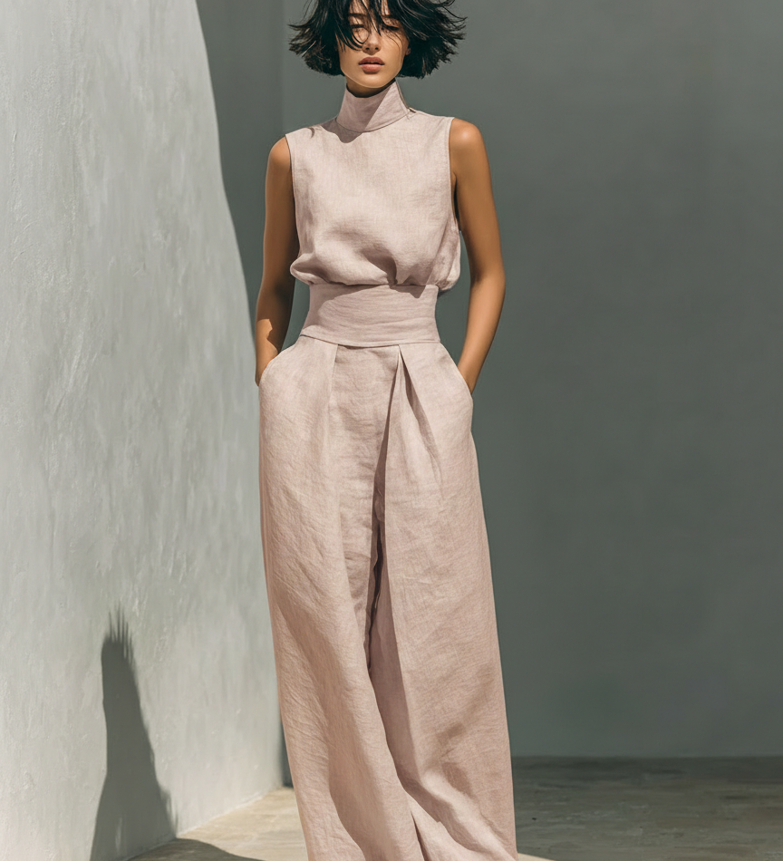 Moda Lusitana - Conjunto Minimalista de Algodão e Linho