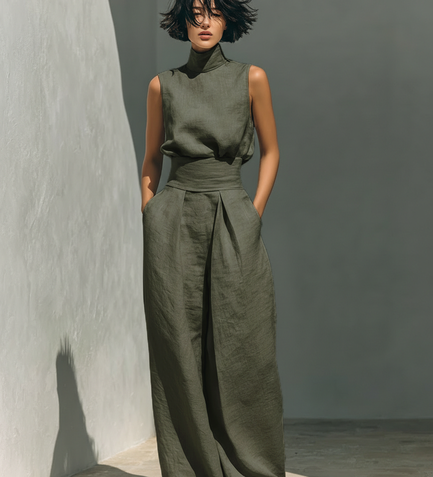 Moda Lusitana - Conjunto Minimalista de Algodão e Linho
