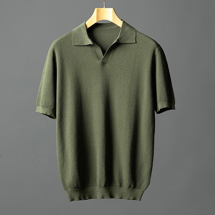 Camisa pólo elegante em malha de algodão