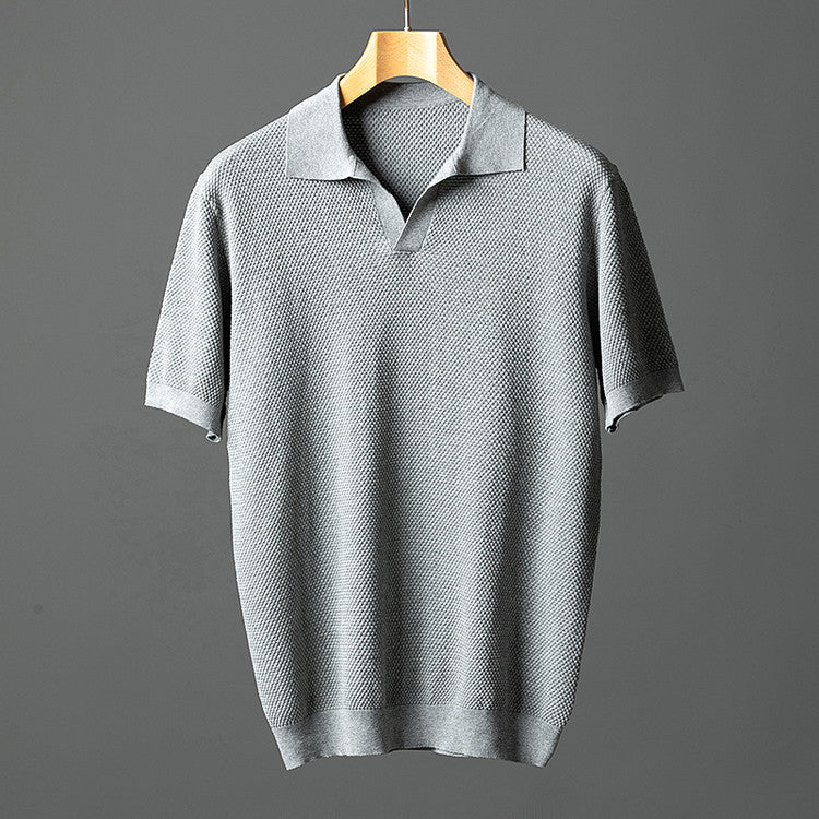 Camisa pólo elegante em malha de algodão