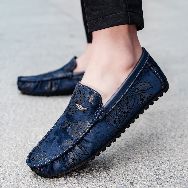 Mocassins em pele floral