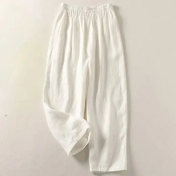 Amalia | Calças fluidas em algodão e linho