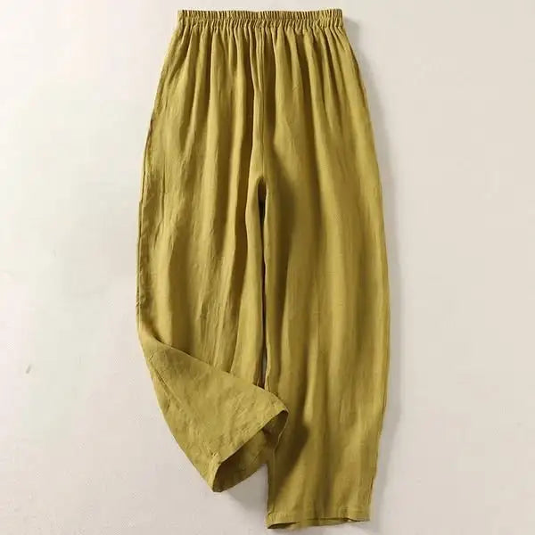 Amalia | Calças fluidas em algodão e linho
