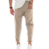 Calças de homem em ganga estilo jogger, algodão, corte loose fit