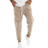 Calças de homem em ganga estilo jogger, algodão, corte loose fit