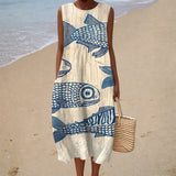 Vestido de Verão Sem Mangas com Design Confortável