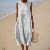 Vestido de Verão Sem Mangas com Design Confortável