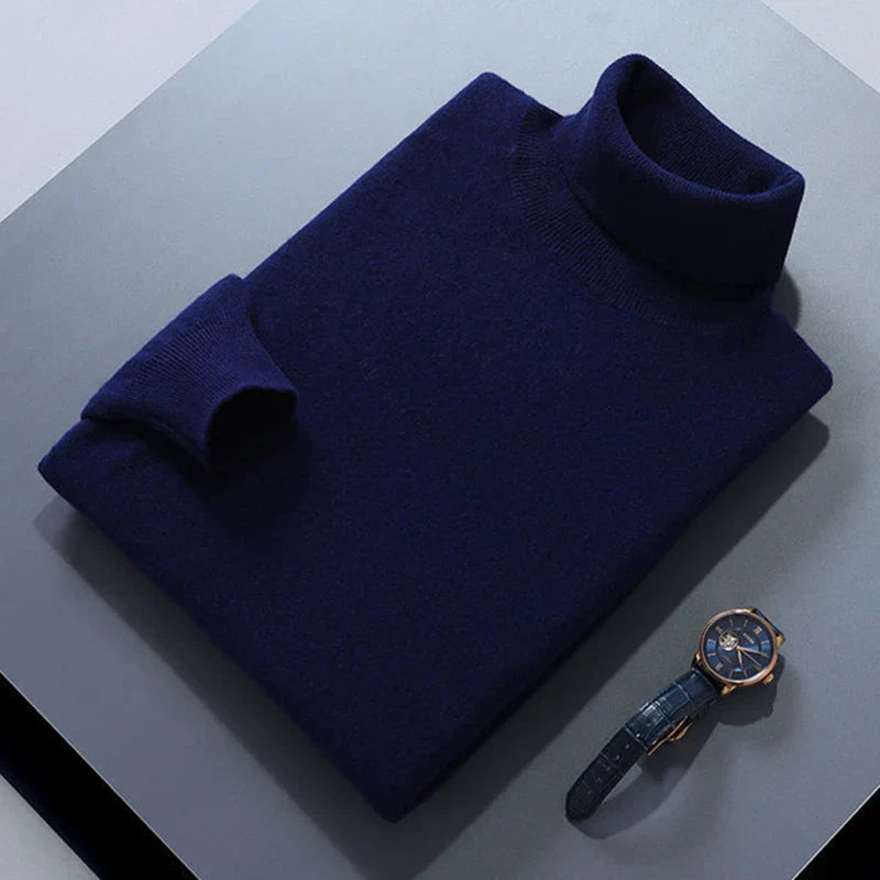 Elegante camisola de gola alta em algodão