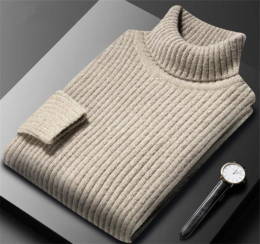 Elegante camisola de gola alta em malha