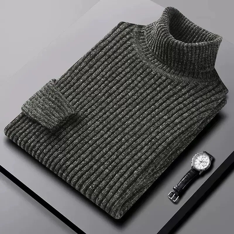 Elegante camisola de gola alta em malha