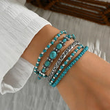 Conjunto de pulseiras boémias turquesa