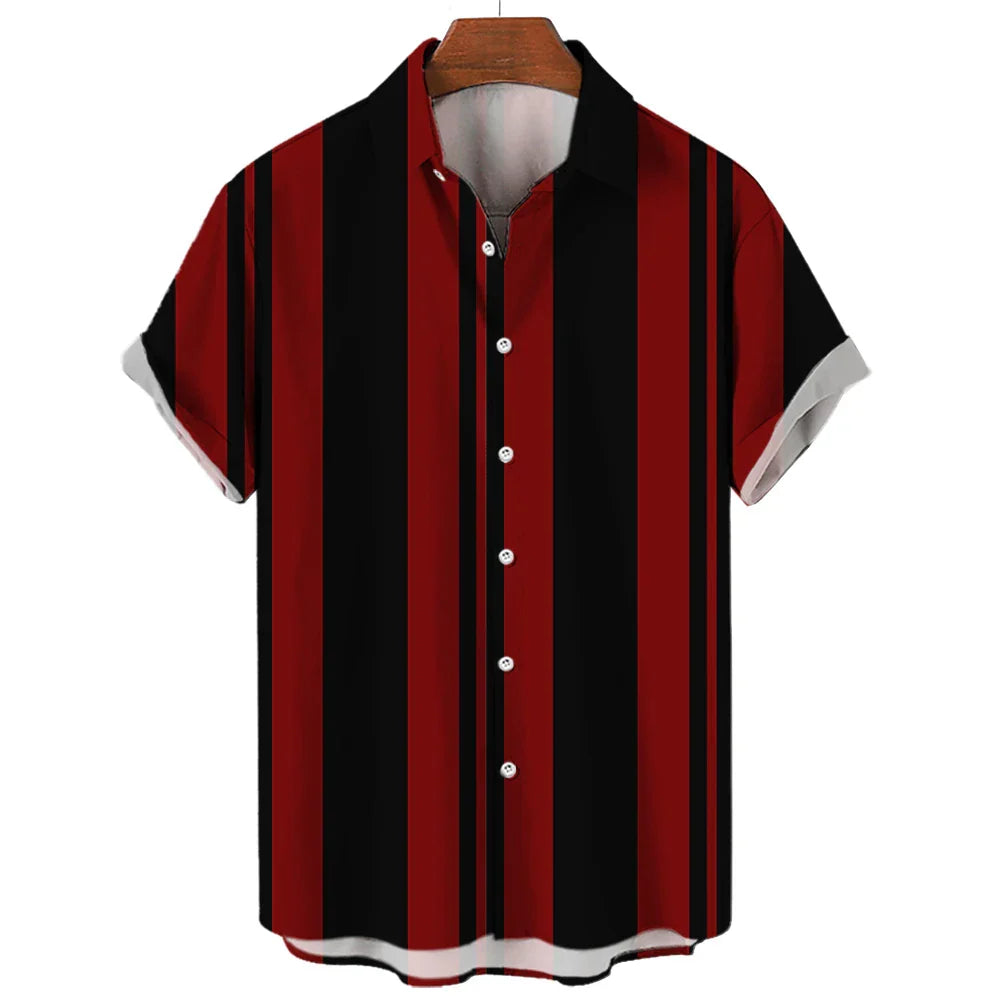 Camisa de verão de manga curta às riscas