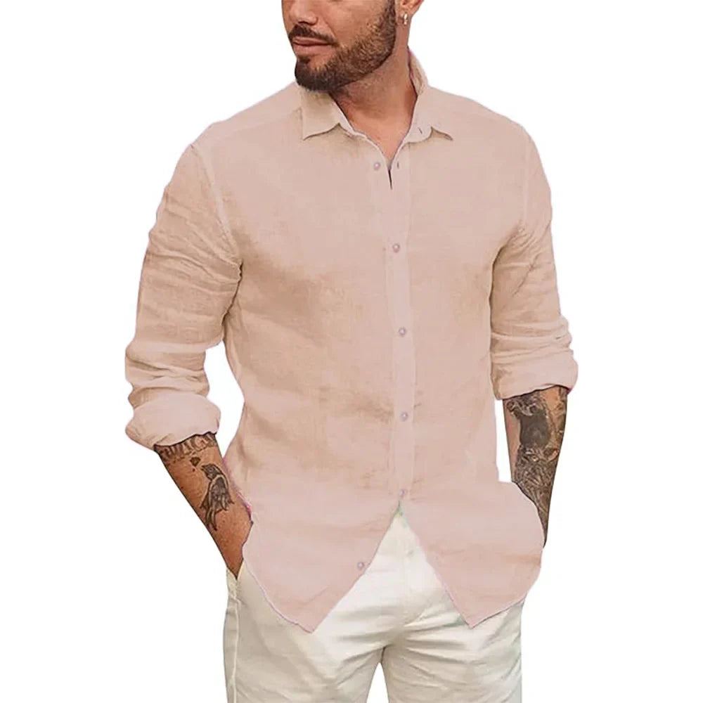 Camisa havaiana em linho de algodão