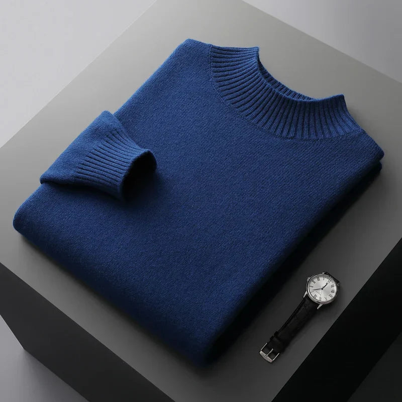 Elegante camisola de gola alta em lã merino